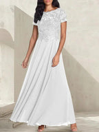 Charcoal Grey A-Line Scoop Long Mother of the Bride Dress With Beadings