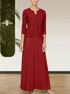 Glitter Lace & Satin Skirt Jacket Dress with Open Jacket