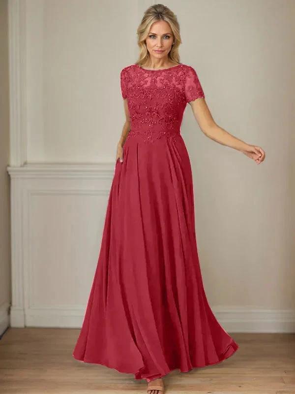 Dark Navy A-Line Boatneck Sequins Chiffon Dress