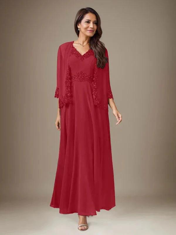 Plum A-Line Sequins Chiffon Dress