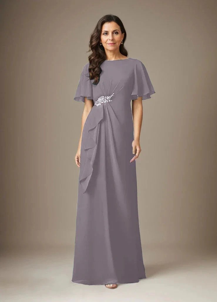 Dark Navy Sheath Beaded Chiffon Dress