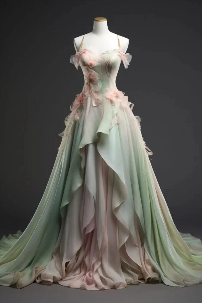 Fairy Chiffon Appliques Sweetheart Long Prom Dress Evening Dress Y8357