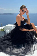 Katalina |A-Line Corset Ruffled Tulle Prom Dress