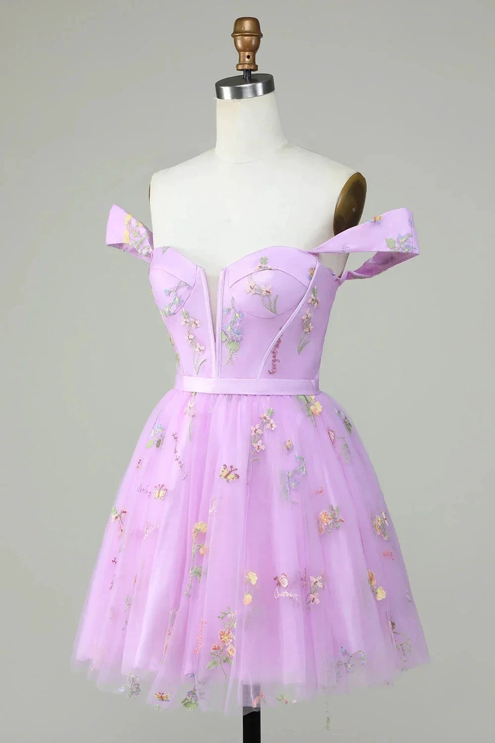 Cute A Line Sweetheart Purple Short Homecoming Dress with Embroidery