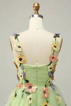 Champagne A Line Spaghetti Straps Short Homecoming Dress with Appliques