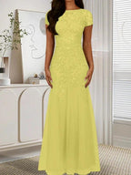 Dark Navy Mermaid Scoop Sequins Tulle Dress