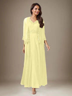 Plum A-Line Sequins Chiffon Dress