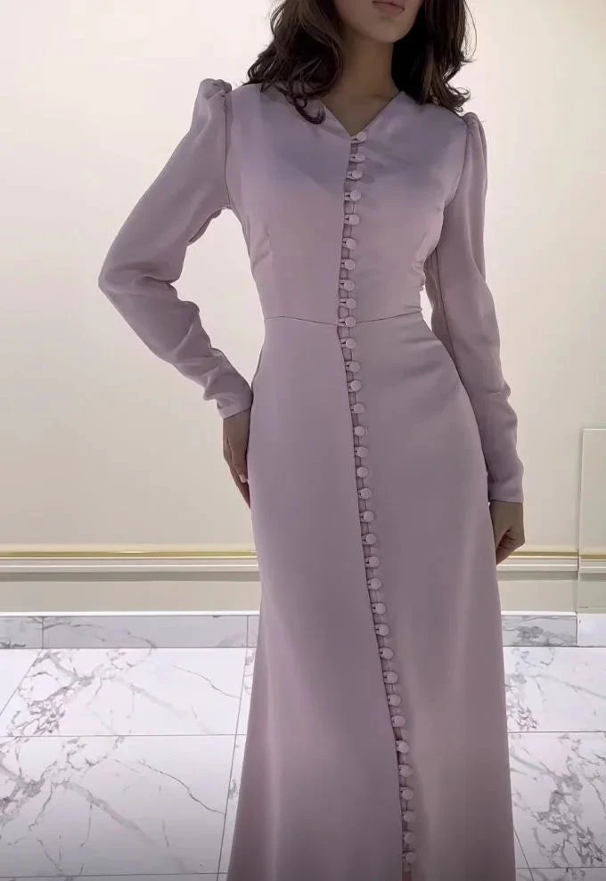 Elegant Long Sleeves Sheath/Column Prom Dress Charming Evening Dress Y4636