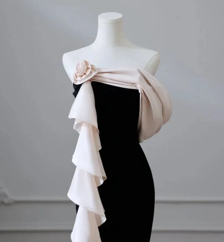 Elegant Satin Mermaid Train Formal Party Dress Prom Evening Dress Y6414