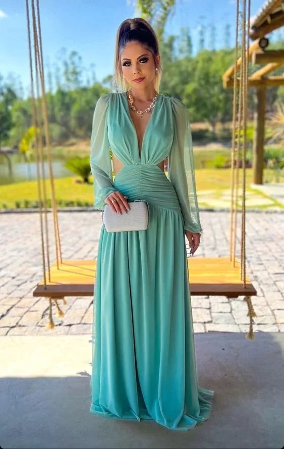 Beautiful Long Lantern Sleeves Prom Dress Evening Gown Gala Dress Y5160