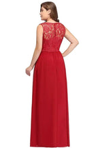 A-Line Crew Floor Length Sleeveless Plus size Lace Chiffon Evening Dresses