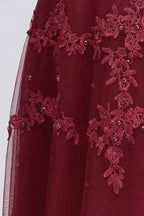 A-Line Crew Floor Length Sleeveless Plus size Tulle Appliqued Evening Dresses with Crystals