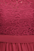 A-Line Crew Long Plus size Sleeveless Lace Chiffon Evening Dresses with Sash