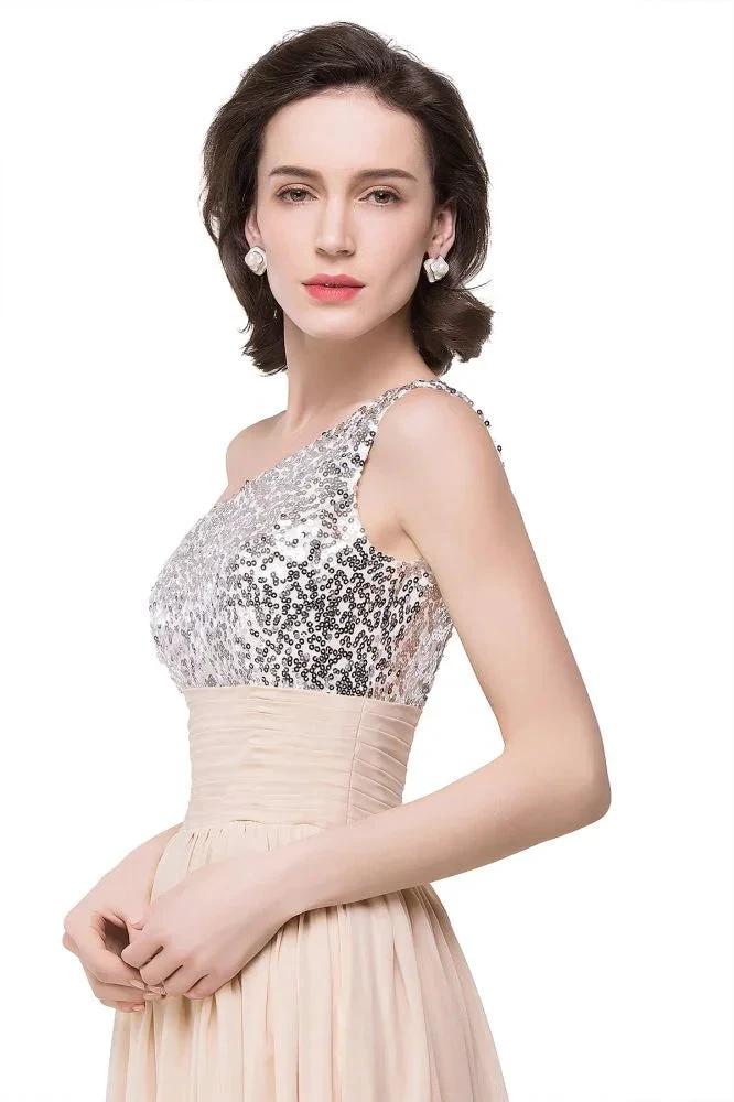 A-line Floor-length Chiffon Evening Dress with Sequined
