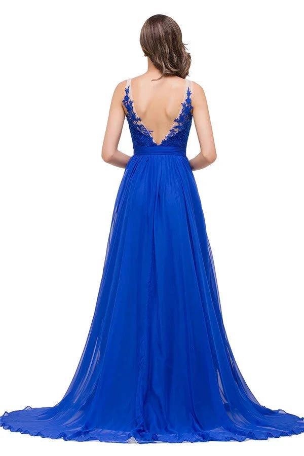 A-line Floor-length Crew Chiffon Bridesmaid Dresses