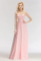 A-line Long Sweetheart Spaghetti Sleeveless Bridesmaid Dress