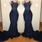 Off The Shoulder Sleeveless Mermaid Prom Dress with Intricate Appliques