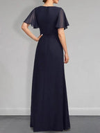 A-line Asymmetrical Floor-Length Chiffon Mother of the Bride Dress With Pleated Beading Sequins