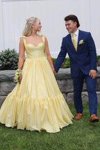 Kamilah| Red Sweetheart Bow Strap A-Line Long Prom Dress