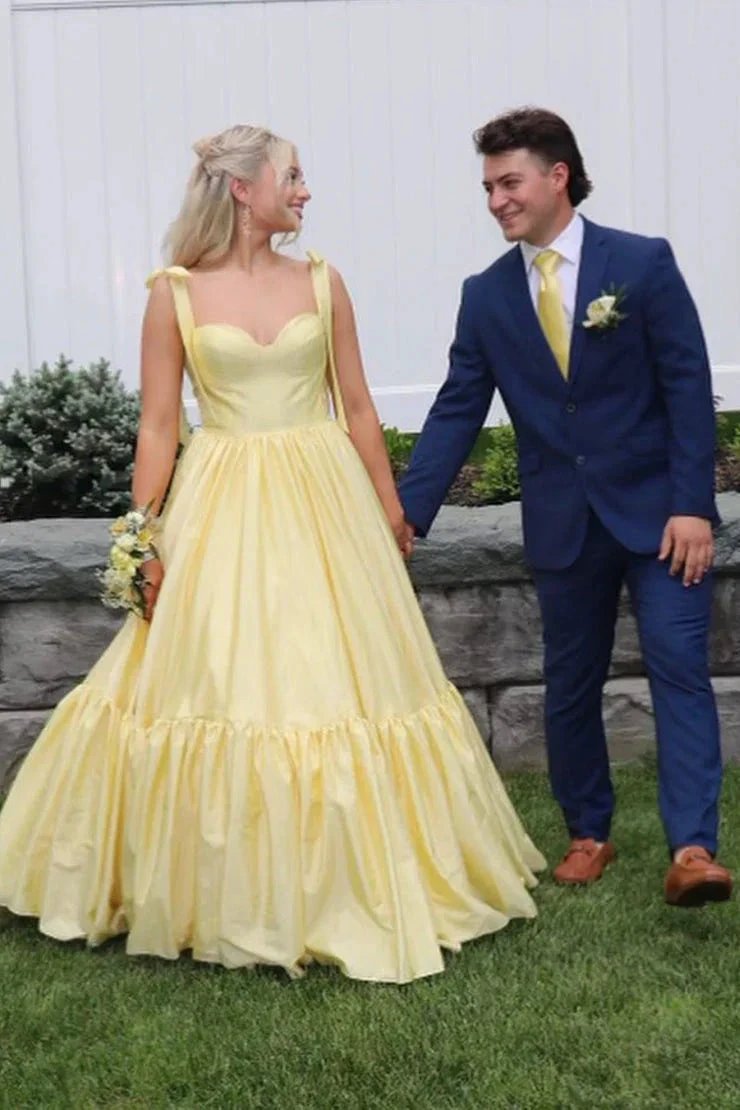 Kamilah| Red Sweetheart Bow Strap A-Line Long Prom Dress