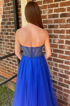 Abysmal | A-Line Strapless Beads Empire-Waist Sleeveless Prom Dress With Slit