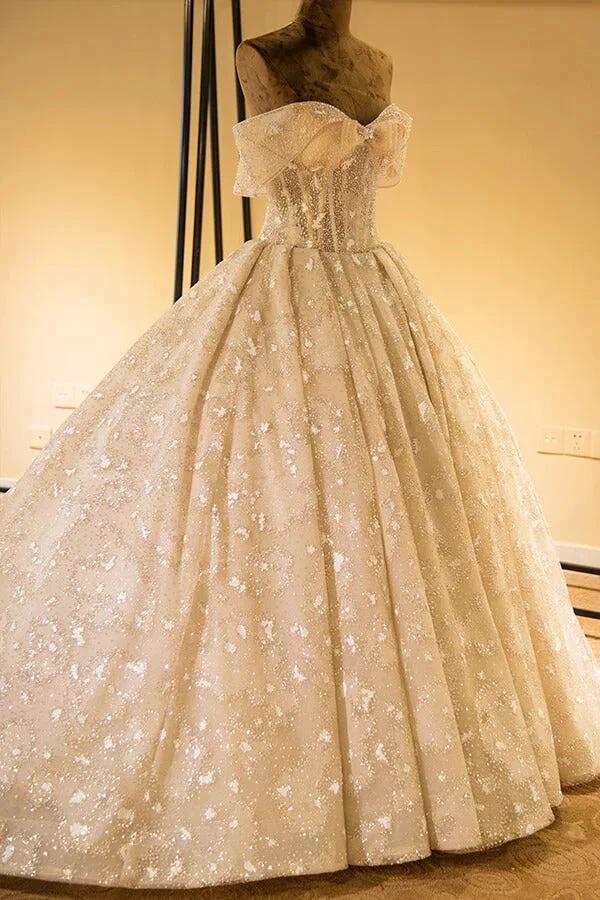 Amazing Strapless Cap sleeves Lace appliques Wedding Dress