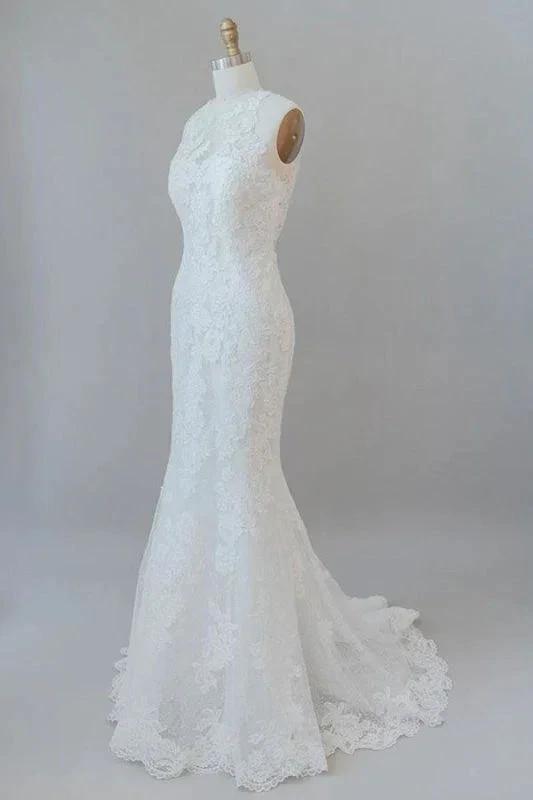 Awesome Illusion Lace Mermaid Elegant Wedding Dresses