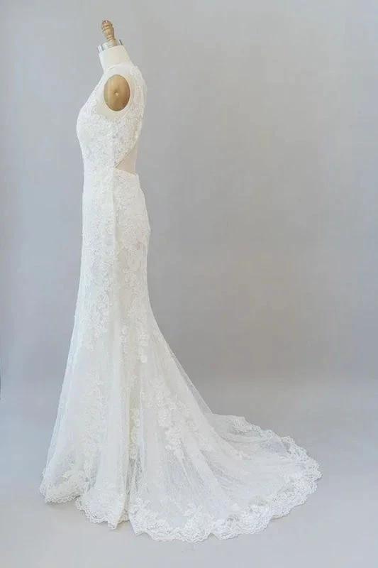 Awesome Illusion Lace Mermaid Elegant Wedding Dresses