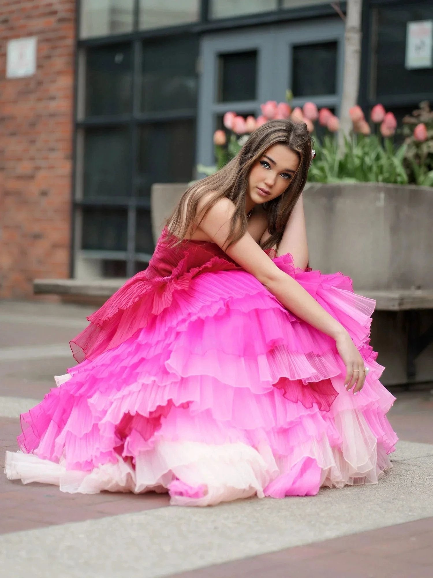 Xiomara | Sweetheart Pleated Bodice Long Prom Dress with Ruffles