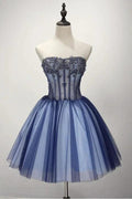 Ball Gown Strapless Short Tulle Homecoming Dress With Beading  PG139