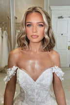 Beautiful Princess Off-the-shoulder A-line Appliques Wedding Dress With Train