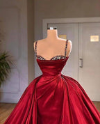Beautiful Spaghetti Strap Sleeveless Prom Dress With Train