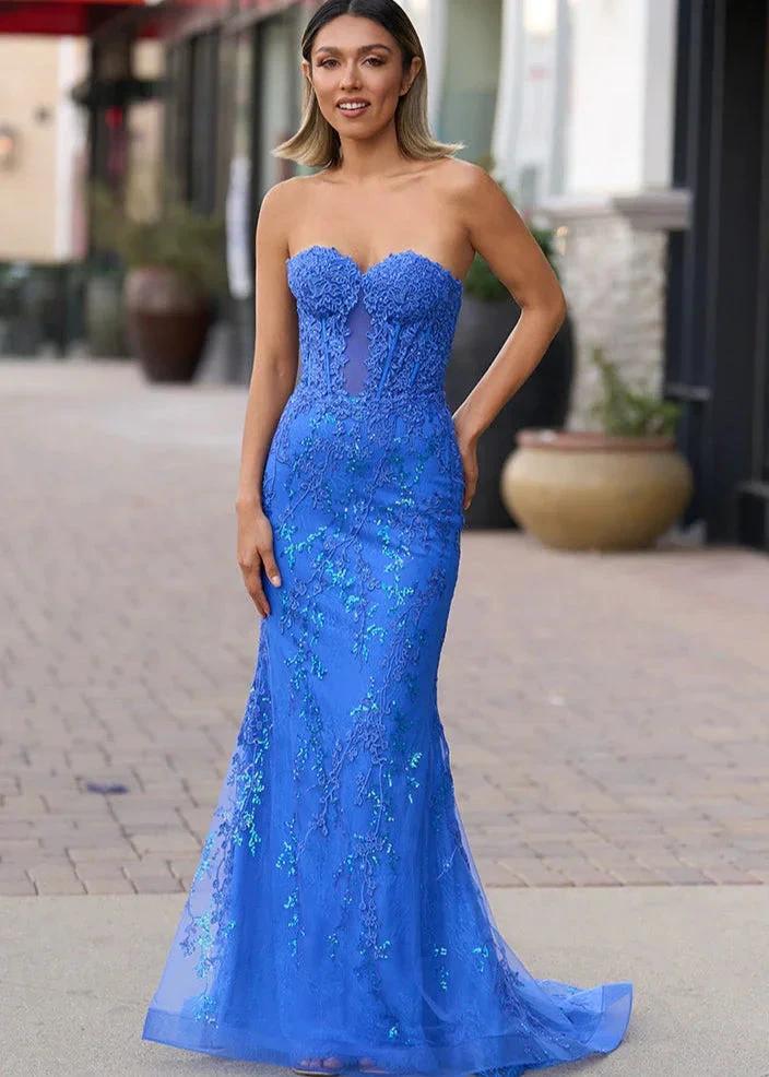 Terry | Black Sweetheart Lace Appliques Mermaid Long Prom Dresses