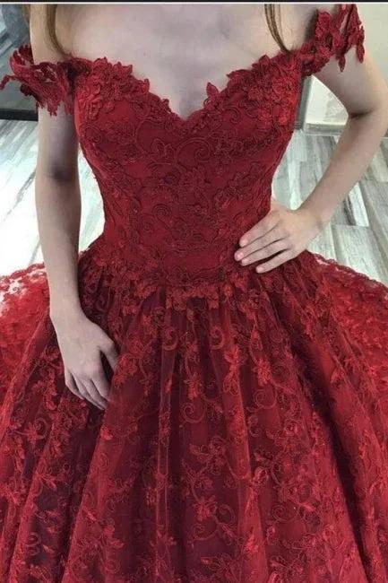 Bungudry Off-the-shoulder A-Line Wedding Dresses With Lace
