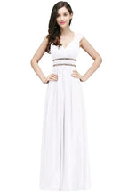 Burgundy Chiffon Sheath V Neck Long Evening Dresses