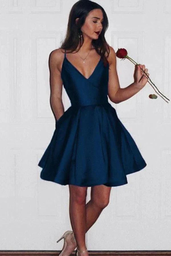 Burgundy Cute Simple Spaghetti Straps Homecoming Dress Party Dress PG125