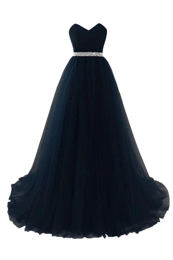 Burgundy Tulle A-line Sweetheart Prom Dress