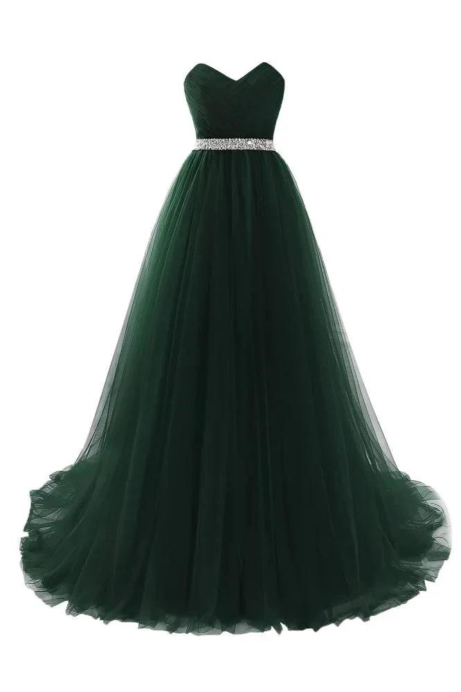 Burgundy Tulle A-line Sweetheart Prom Dress