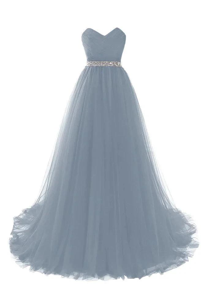 Burgundy Tulle A-line Sweetheart Prom Dress