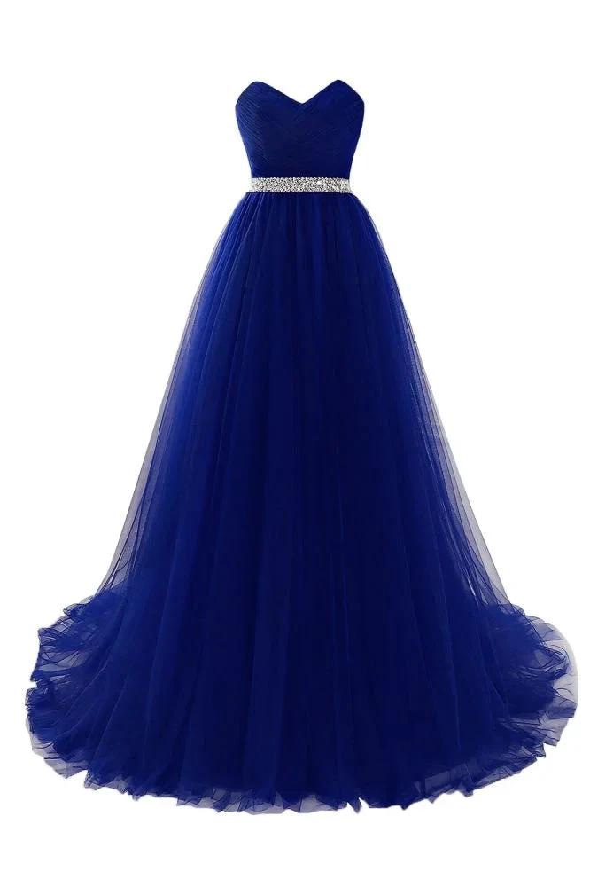 Burgundy Tulle A-line Sweetheart Prom Dress