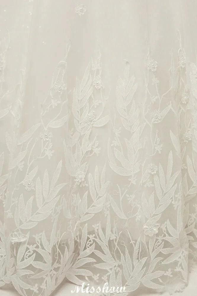 Cap Sleeves A-line Scoop Floor Length Lace Appliques Wedding Dresses
