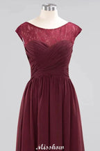 Cap Sleeves Aline Evening Maxi Dress Chiffon Tulle Wedding Party Dress