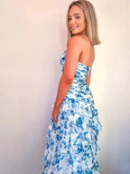 Cassian | Mermaid Sweetheart Printed Chiffon Long Prom Dresses with Slit