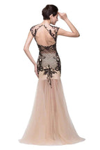 Champagne V-Neck Mermaid Floor-length Prom Dresses