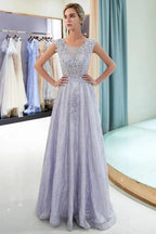 Charming Aline Sleeveless Lace Appliques Evening Party Dress