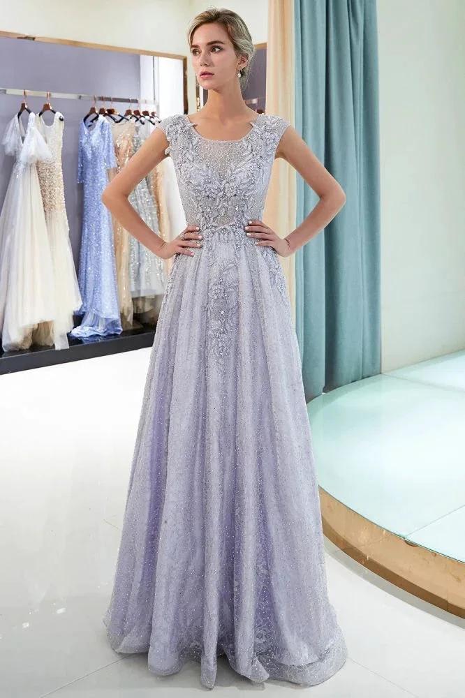 Charming Aline Sleeveless Lace Appliques Evening Party Dress