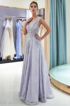 Charming Aline Sleeveless Lace Appliques Evening Party Dress