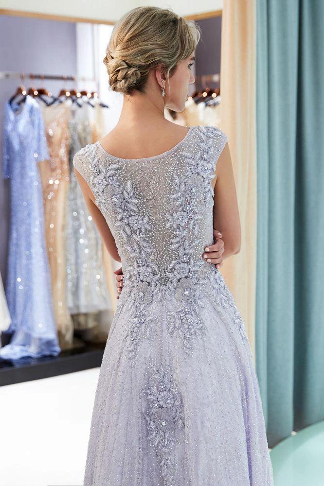 Charming Aline Sleeveless Lace Appliques Evening Party Dress
