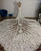 Charming Jewel Garden Sleeveless Mermaid Tulle Wedding Dress with Appliques