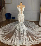 Charming Jewel Garden Sleeveless Mermaid Tulle Wedding Dress with Appliques